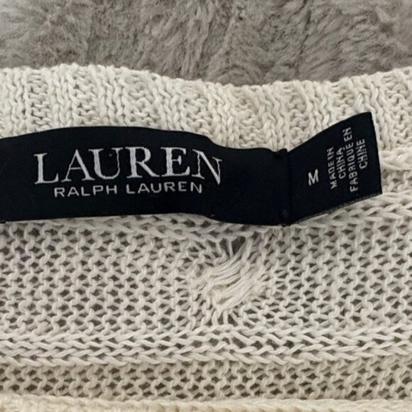 Ralph Lauren Black Label 100% Linen Cream Cable Knit Sweater MM184 - Picture 5 of 6